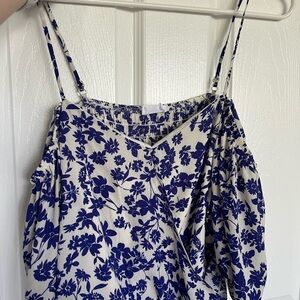 Floral Blue and White Women's Top